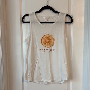 LC Lauren Conrad White and Orange Sleeveless Tank Top